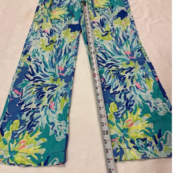 Lilly Pulitzer Womens 00 Galley Drawstring Linen Pants Beachy Coastal 100% Linen - Picture 8 of 9